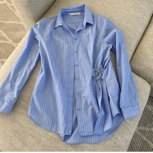Zara blue striped button down shirt - size small